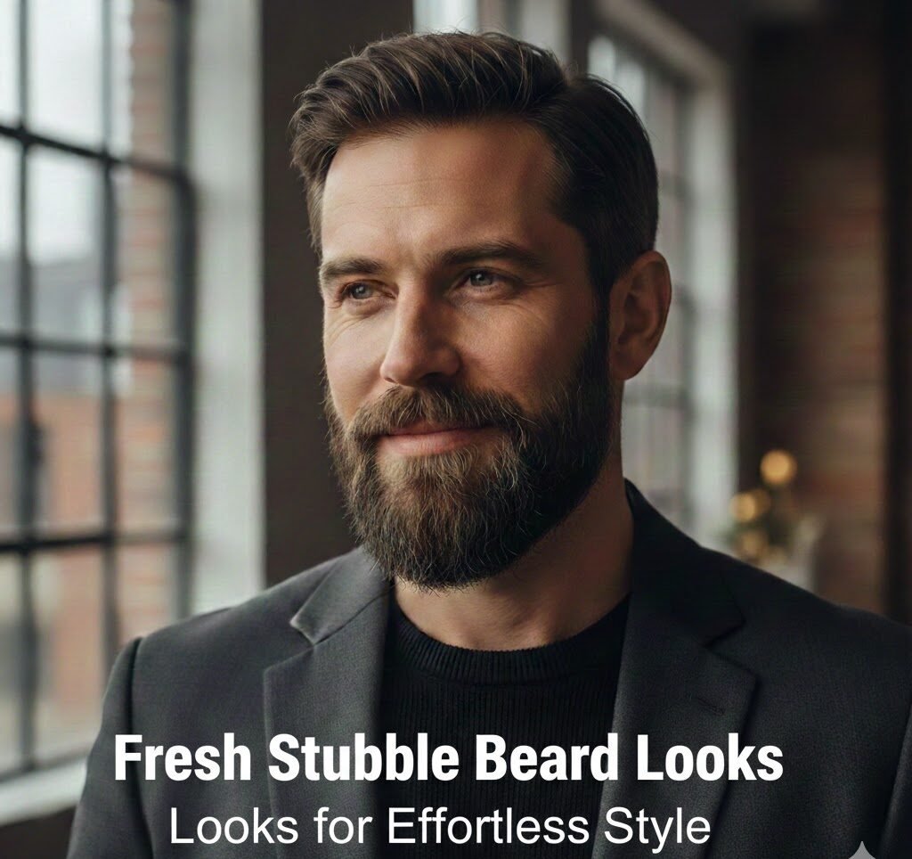 21 Best stubble beard styles for men in 2026 featuring a groomed man with effortless facial hair and a sharp jawline.