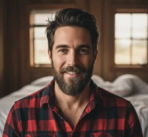 Casual man with a messy texture stubble beard for a relaxed, effortless look.
