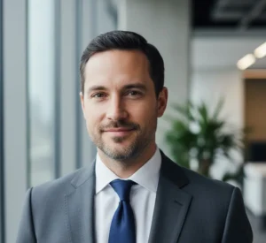 Professional man with a subtle stubble fade gradient suitable for office environments.