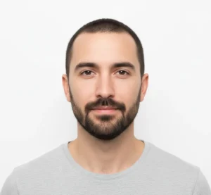 Clean and simple minimalist stubble beard with uniform length and precise edges.