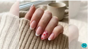 Modern chrome French tip nails in rose gold and metallic pink shades.