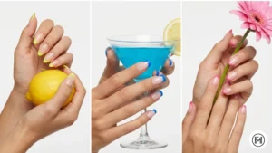 12. Neon French Tips Alt Text: Playful neon French tips on acrylic nails featuring bright yellow, electric blue, and hot pink colored tips for a modern twist.