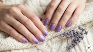 14. Lilac & Lavender: "Chic lilac and lavender ombre nails with silver foil detailing for spring weddings."