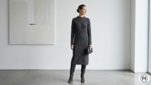 Close-up of luxury winter accessories including brown leather gloves and a structured designer handbag.