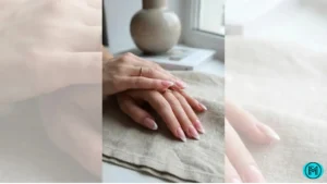 Coffin-shaped nails featuring glitter French tips in a bold Valentine style.