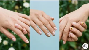 Pastel Ombre: Three different hands featuring short pastel ombre nails in lavender, mint green, and baby pink gradients.
