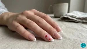 Elegant soft pink French tip nails with a gradient effect on a light pink base.