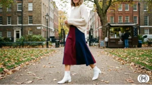 Outfit 25: Minimalist chocolate brown faux leather maxi skirt with a matching belt bag.