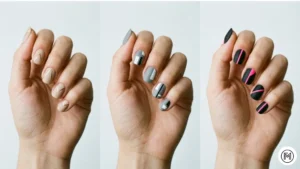 Floral Nail Art: Elegant short nails decorated with delicate daisies, roses, and sunflowers in a natural spring setting.
