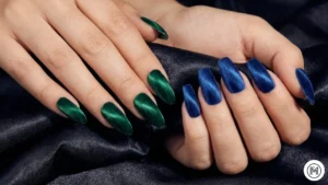 7. Velvet Magnetic: "Luxurious velvet finish magnetic nails in deep jewel tones with a soft fabric-like sheen."