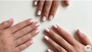 Neutral & Gold Foil: Sophisticated neutral-toned short nails with artistic gold foil flakes along the edges.
