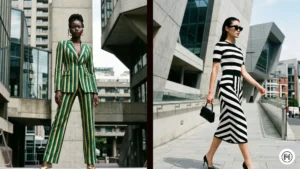 11. Tie-Dye or Abstract Swirl Set Alt Text: Sophisticated abstract swirl and tie-dye sets in jewel tones, modeled by Black women for a high-fashion spring vibe. 12. Graphic Stripe Co-ord Alt Text: Bold vertical graphic stripes on matching co-ord sets, creating an elongating and powerful silhouette for Black women. 13. Denim & Brown Leather Alt Text: A casual spring look featuring light-wash denim and rich brown leather accessories on Black women. 14. Oversized Linen Shirt Dress Alt Text: Multiple styles of oversized linen shirt dresses in spring colors, showing a relaxed and effortless aesthetic. 15. Tailored Shorts Suit Alt Text: Sophisticated tailored shorts suits in bold colors, a chic and polished spring outfit idea for Black women. 16. Knit Midi Skirt + Fitted Crop Alt Text: Tonal knit midi skirts and crop top sets, highlighting texture and earthy colors on melanin skin. 17. Matching Tracksuit (Elevated) Alt Text: Elevated and monochromatic matching tracksuits in rich colors, showcasing a stylish take on athleisure for Black women. 18. High-Waist Jeans + Detailed Top Alt Text: High-waist denim paired with intricately embroidered and beaded tops, focusing on artisan details and cultural heritage.