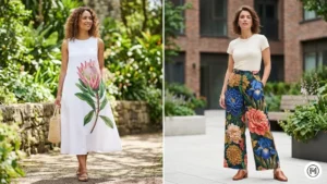 14- Bolder Florals: Graphic oversized floral print dresses and botanical patterned trousers for spring 2026 fashion.