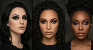 An abstract oil painting featuring swirling patterns of cobalt blue, deep orange, and cream white, creating a dynamic composition on a large canvas. Visible brushstrokes and texture.