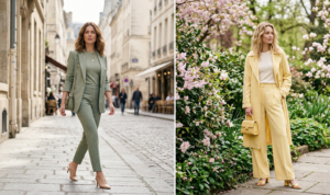 An ornate, antique brass telescope on a wooden tripod, positioned on a cobblestone balcony, overlooking a historic European city with domed buildings and tiled roofs at sunset.