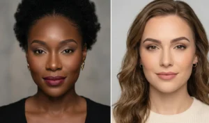 A macro photograph of the intricate hexagonal structures of a natural honeycomb, with golden liquid honey dripping from several cells. A single honey bee is partially visible.