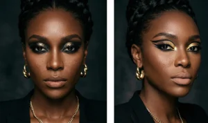 A detailed painting in a traditional style of a Japanese tea ceremony, with multiple figures in kimonos in a traditional tea house with tatami mats and paper screens.