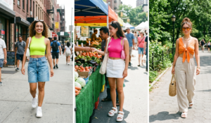 A wide-angle landscape photograph capturing a majestic mountain range under a partly cloudy blue sky, with a serene alpine lake reflecting the peaks in the foreground and pine forests on the slopes.