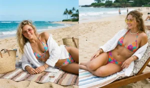 Linen shirts over floral bikinis