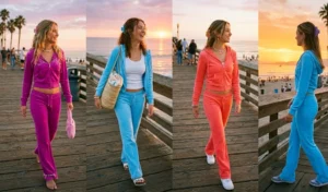 Terry cloth tracksuits at sunset