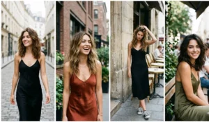 Collage of four girls showing a lived-in, next-day soft blowout with an effortless, texturized, and slightly undone aesthetic.