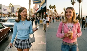 Side-by-side images of two women rocking the Y2K flipped-out blowout, featuring sleek mid-lengths and aggressively flipped-up shoulder-length ends.