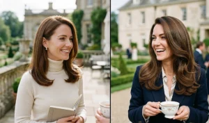 Two women showing off the polished Old Money blowout aesthetic, featuring ultra-smooth, frizz-free, and highly conditioned hair with gentle bends at the ends.