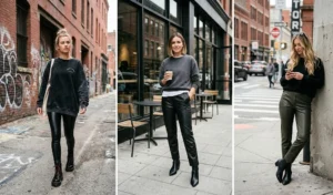 A street style collage featuring women layering smart-casual oversized blazers over fitted hoodies, styled with vintage denim and chunky loafers.